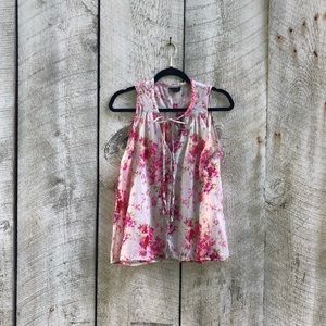 Topshop | floral v-neck button down tank top